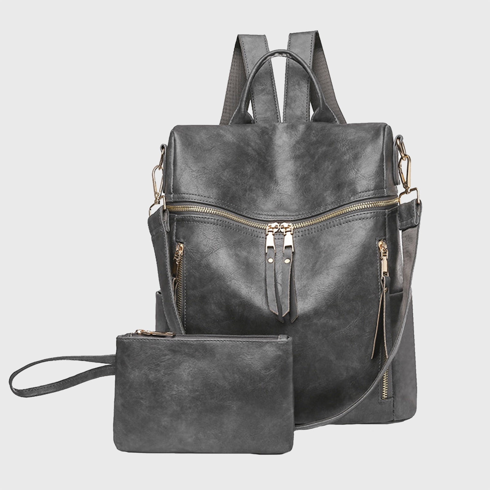 MuGu Backpack Backpack Purse Leather Backpack Purse for Women Leather Medium Size Backpack Fashion Handbags and Shoulder Bag Travel Bags Grey