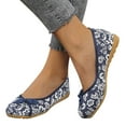 thumbnail image 3 of ZTTD Floral Print Button Decor Ballet Flats for Women Slip On Shallow Mouth Simple Single Shoes Casual Shoes Work Shoes Blue, 3 of 9