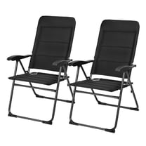 OWNEN 2 Pieces Outdoor Folding Patio Chairs with Adjustable Backrests for Bistro and Backyard, Portable Garden Chairs 