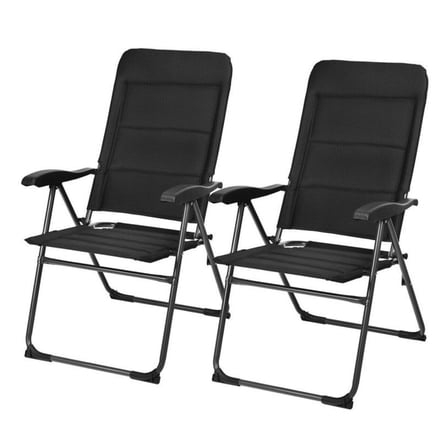 OWNEN 2 Pieces Outdoor Folding Patio Chairs with Adjustable Backrests for Bistro and Backyard, Portable Garden Chairs 