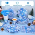 thumbnail image 4 of 144 Pieces Frozen Paper Plates and Napkins Dinnerware Set Winter Snowflake Party Tableware Supplies Includes Paper Plates Napkins Forks Serve 24 for Christmas Party Supplies, 4 of 7