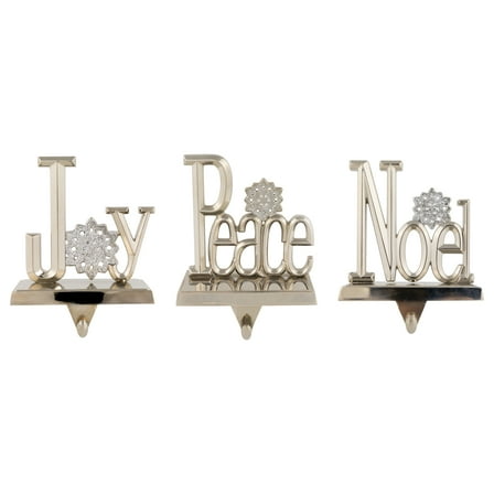 Northlight Peace, Joy and Noel Metal Christmas Stocking Holders - 6.5" - Set of 3