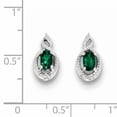 thumbnail image 2 of 925 Sterling Silver Rhodium-plated Created Emerald and Diamond Earrings, 2 of 5