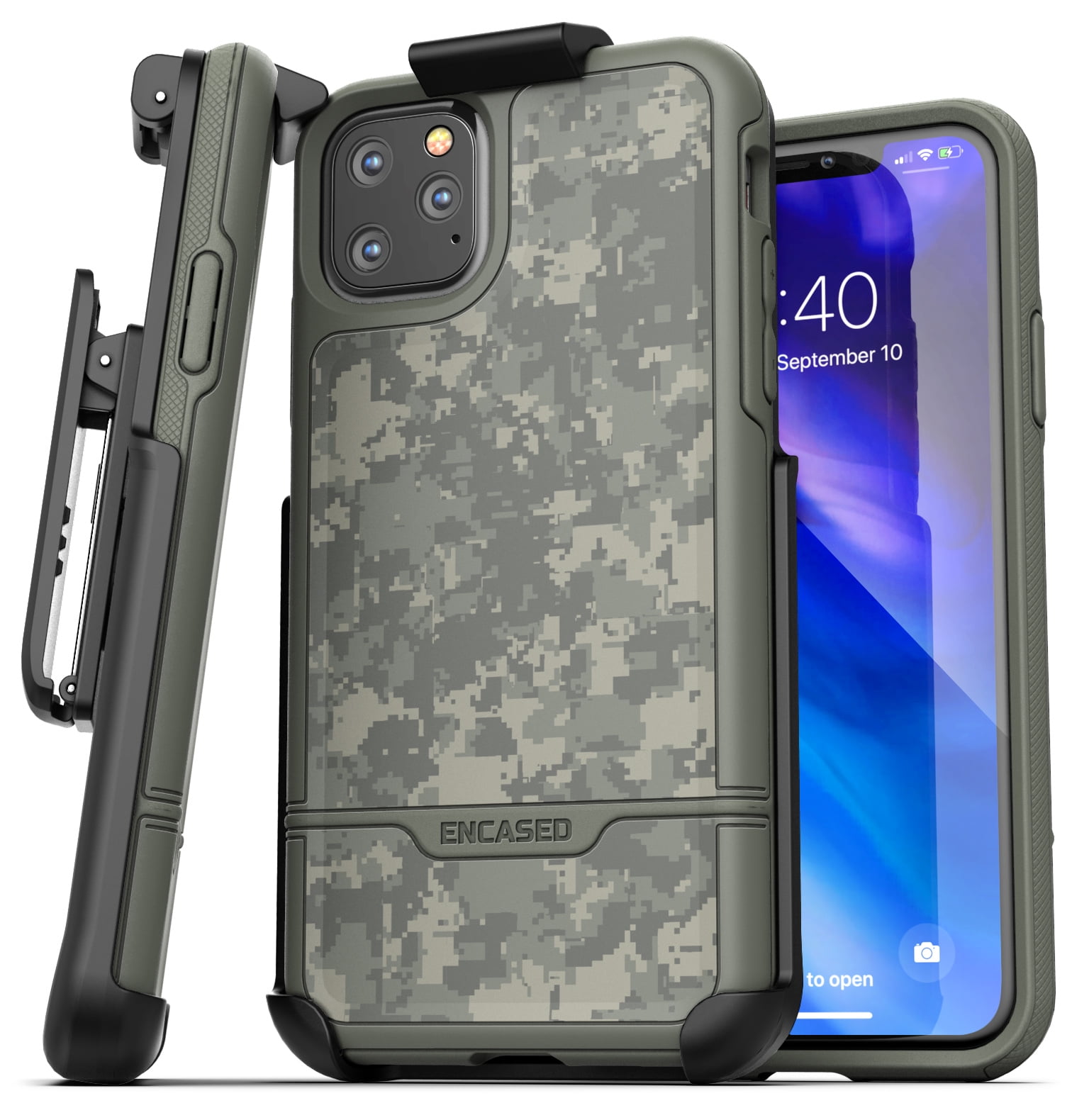 Encased Apple Iphone 11 Pro Max Belt Clip Holster Case 19 Rebel Armor Heavy Duty Protective Full Body Rugged Cover With Holder Camo Green Walmart Com