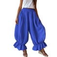 thumbnail image 2 of Women's Boho Harem Pants Casual Smocked High Waist Baggy Trousers with Ruffled Hem Loose Yoga Hippie Flowy Pants for Summer Vacation Lounge and Flattering Everyday Wear, 2 of 6