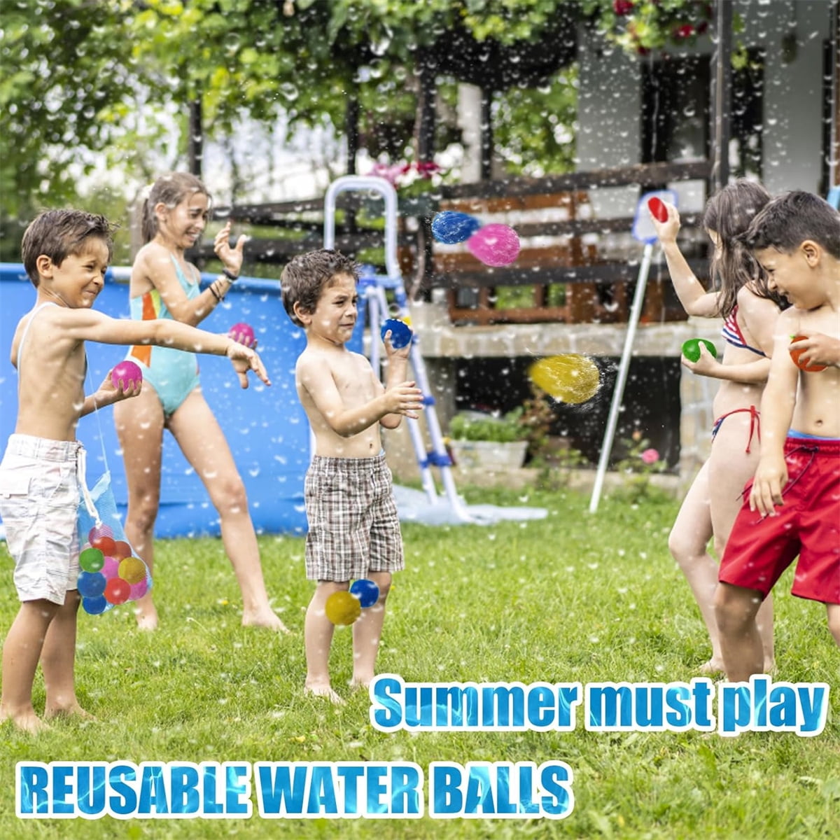 Water Soaker Balls, GIXUSIL Reusable Water Balloons for Outdoor Toys and Games for Adults, Summer Fun Activities for Pool Beach Yard Games - 100 Pcs (Colour Mixture)