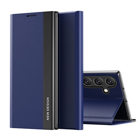 Compatible with Samsung Galaxy S26, Built-in invisible Stand, Full Protection Shockproof Thin Magnetic Luxury PC Plating + PU Leather Slim Fit Smart Case for Samsung Galaxy S26,Darkblue