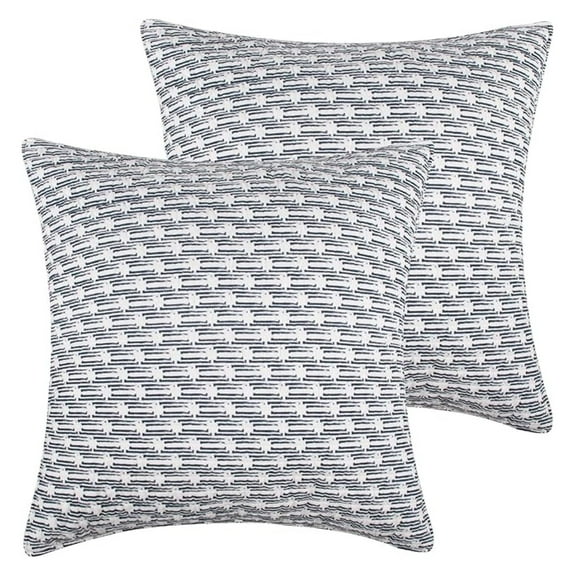 Aditya Euro Sham Set of 2 - Navy Blue & White Medallion - 26x26in Cotton Shams - Decorative Pillow Covers for Bedroom Euro Sham 26x26 - Set of 2