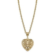 1928 Jewelry 14K Gold Dipped Filigree Puff Heart Necklace With Swarovski Crystals, 18