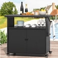 thumbnail image 4 of AECOJOY Patio Wicker Bar Tables with Wheels&Shelf Patio Serving Table Outdoor Storage Cabinet Outdoor Bar Cart, Black, 4 of 9