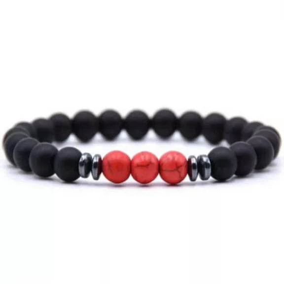 EOEMY Fashion Men'S Black Tourmaline Matte Agate Stone Yoga Beaded Energy Bracelets-Red Turquoise