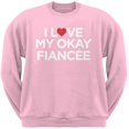 thumbnail image 1 of I Love My Okay Fiance Light Pink Adult Crew Neck Sweatshirt, 1 of 1