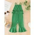 thumbnail image 4 of Michellecmm Toddler Girls Irish Overalls Jumpsuit Shamrock Print Ruffled Sleeveless Spaghetti Strap Bell Bottom Romper, 4 of 9