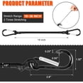 thumbnail image 6 of Black Bungee Cords with Hooks, 18 Inch, 1/3 Inch Thick Heavy Duty Carabiner Straps for Camping, Tarps, Bike Rack, Tent, Luggage Rack, Cargo, RV (6 Pack), 6 of 7