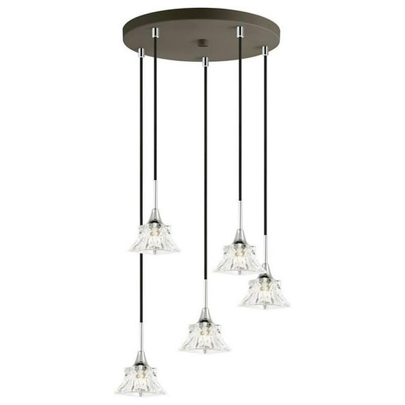 Woodbridge Lighting Christina 5-Light Metal Steel Pendant in Chrome/Bronze