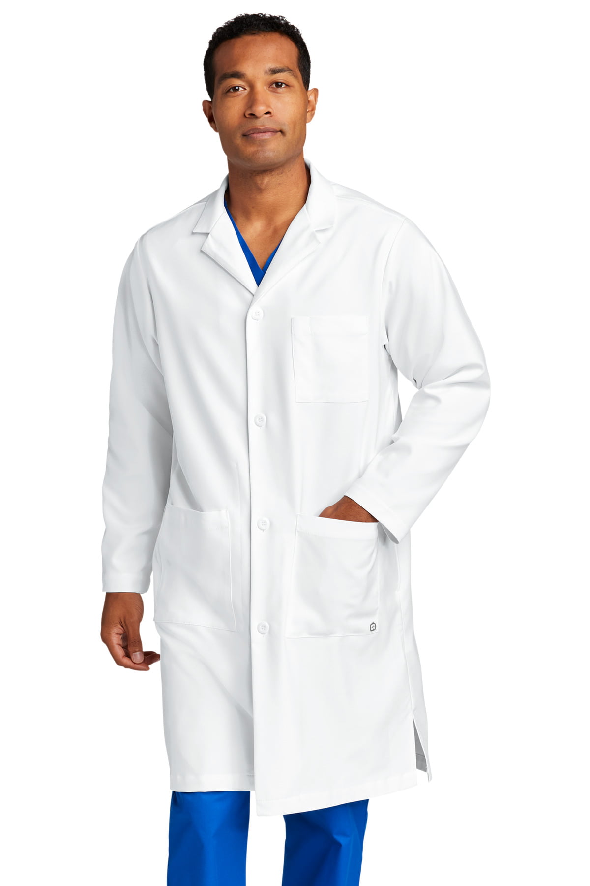Mens White Polycotton Long Sleeve Lab Coat Adults Chest Pocket Science Lab Coat 