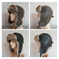 thumbnail image 5 of Winter Hat Men Women's Pi-lot Aviator Bomber Trapper Hat Faux Fu-r Leather Snow Cap with Ear Flaps, 5 of 5