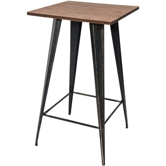 SEGMART Bistro Height Bar Table, Square Pub Table Bar with Metal Frame, Height Counter Tall Breakfast Kitchen Table, High Top Coffee Cocktail Table for Dining Patio Outdoors, Antique Black, S6708