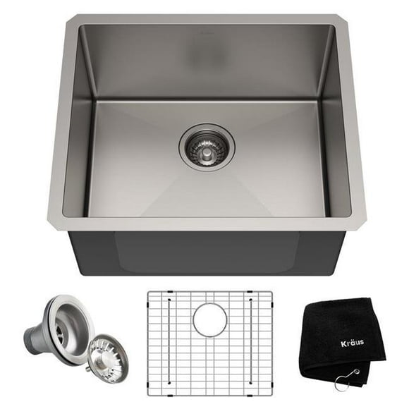 Kraus KHU101-21 21 in. Standart Pro 16 Gauge Undermount Single Bowl Stainless Steel Kitchen Sink