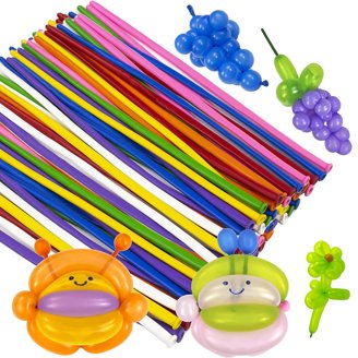 Clownatex 260 Long Twisting Balloons - 100-Pack White Animal Balloons For Party Clowns & Decor