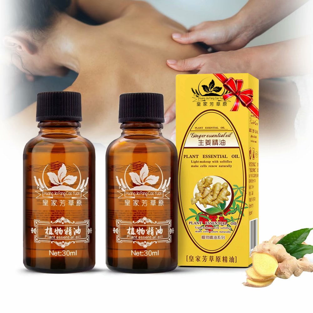2 Pack Ginger Oil for Lymphatic Drainage, Muscle Relaxation, Muscle Soreness, Christmas Gifts for Women - 1oz