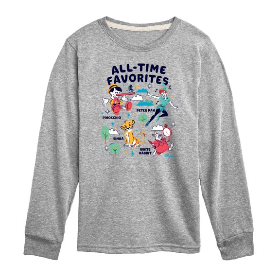 Disney Classics - All-Time Favorites - Pinocchio, Peter Pan, Simba, & White Rabbit - Toddler And Youth Long Sleeve Graphic T-Shirt