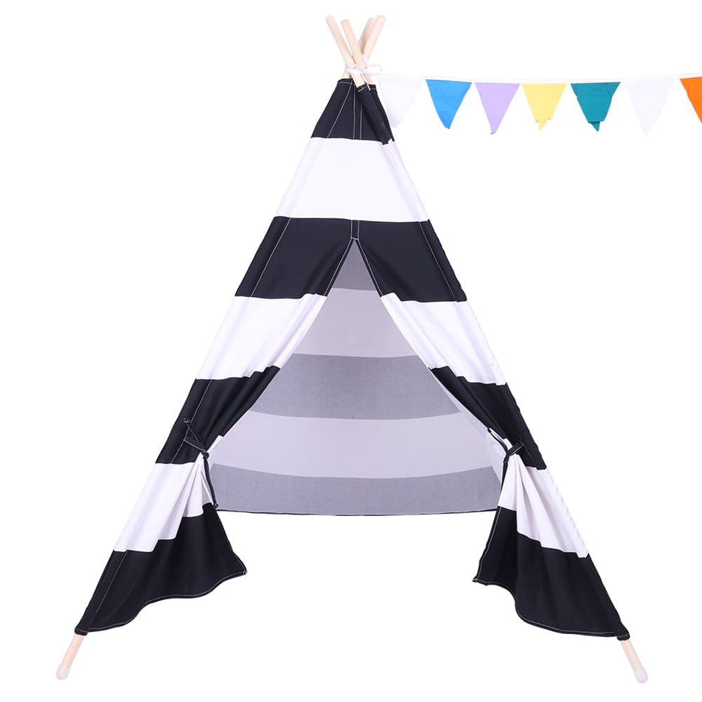 Play House Grey and White Striped Children's Teepee tipi Wigwam Play Tent 