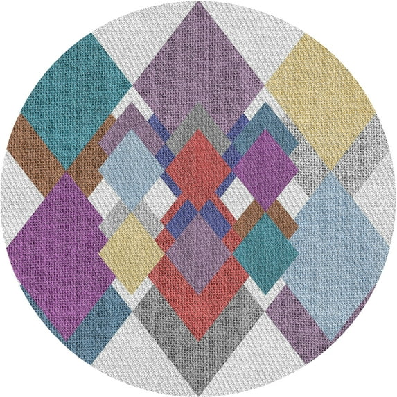 Ahgly Company Indoor Round Patterned Platinum Silver Gray Novelty Area Rugs, 5' Round