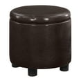 thumbnail image 5 of Designs4Comfort Round Accent Storage Ottoman with Reversible Tray Lid, Espresso Faux Leather, 5 of 7