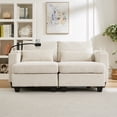 thumbnail image 4 of Harper & Bright Designs Loveseat Sofa Bed, Corduroy Sleeper Sofa with USB Ports, Convertible Chaise Lounge Indoor with Two Cup Holders, Phone Holder and Storage, Beige, 4 of 12