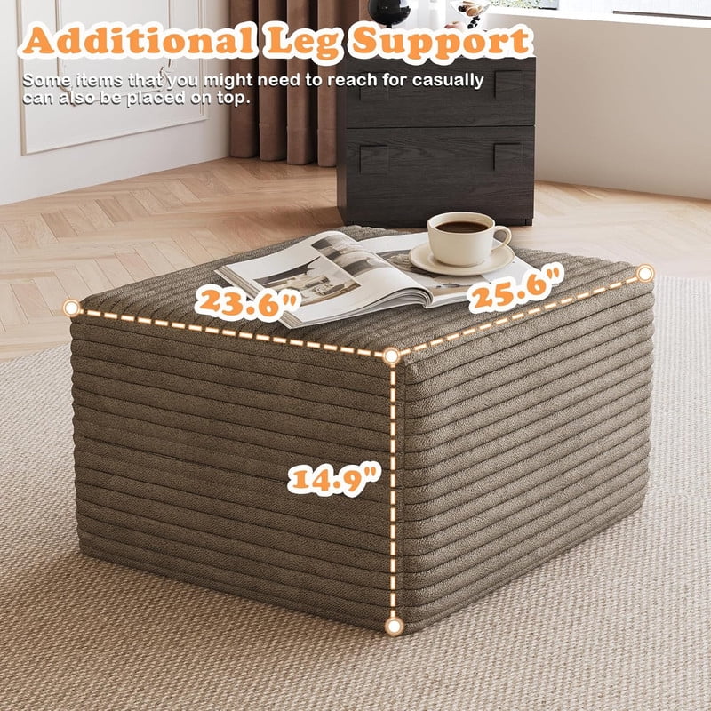 94'' Cloud Sectional Sofa with 2 Ottomans, Modular Upholstered Sofa Couch with Deep Seat, Plush Corduroy Fabric U Shaped Sofa for Living Room, Left Facing Chaise