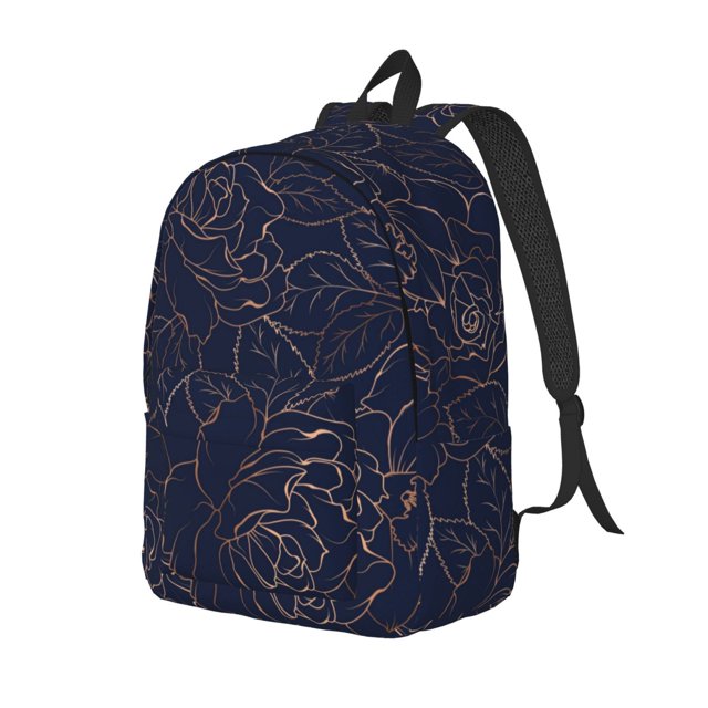 Disketp Navy Dark Blue print Canvas Backpack Lightweight Travel Daypack Student Rucksack Laptop Backpack-