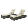 thumbnail image 5 of UHOMEPRO 2pcs Chaise Lounge Chair, Modern Rattan Wicker Outdoor Chaise Lounge Set for Patio Poolside Garden, All-Weather Recliner for Beach w/Cushion, Pillow, Back Adjustable, Steel Frame, Beige, 5 of 6