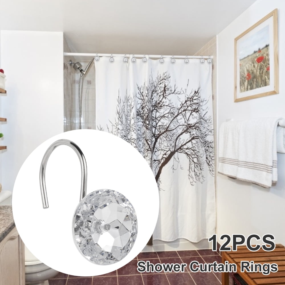 Protoiya Shower Curtain Hooks,Acrylic Decorative Rolling Shower Curtain