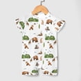 thumbnail image 3 of Woodland Animals Green Forest Baby Rompers Boy Girl Bear Deer Fox Hedgehog Rabbit Birds Rompers Short Sleeve Snap Toddler Summer Cotton Clothes, 3 of 6