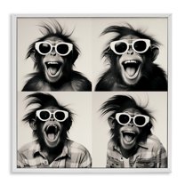 Stupell Industries Fun Sunglasses Monkey Animals Painting White Framed Art Print Wall Art, 17 x 17