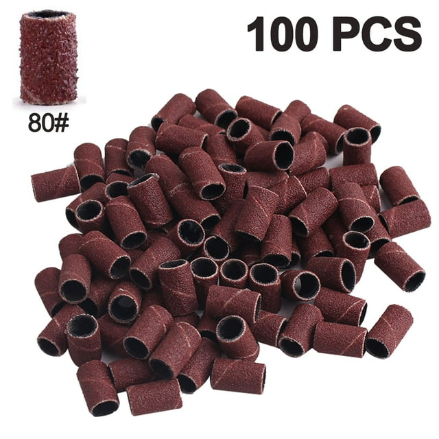 Bandas de lijado profesionales para brocas de uñas, 100 piezas de taladro de manicura de uñas que trabajan en uñas naturales y uñas acrílicas, tamaño 80, 120,180 Ormromra 220135-1