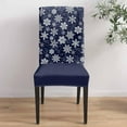 thumbnail image 5 of Chair Covers for Dining Room Set of 4,Merry Christmas Snowflakes on Dark Blue Stretch Seat Protector Removable Washable Chairs Slipcovers for Kitchen Banquet Wedding Hotel,Rotating Snow Seamless, 5 of 6
