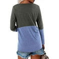 thumbnail image 2 of SWQZVT Women Color Block Tunic Tops Fashion Long Sleeve Tshirts V Neck Casual Fall Loose Fit Blouse Blue Tee, 2 of 3