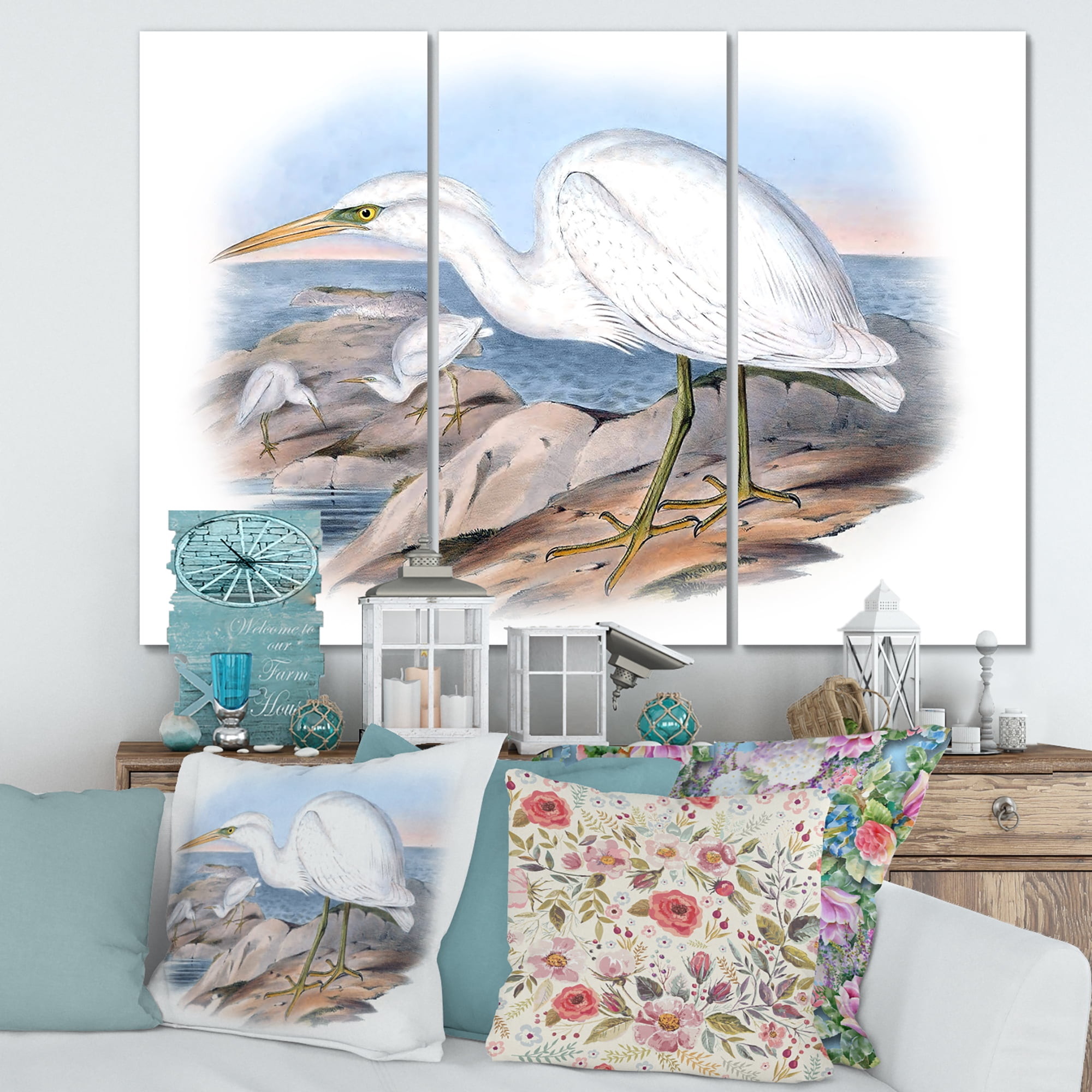 Designart ' Ancient Australian Birds XIII ' Traditional Canvas Wall Art Print