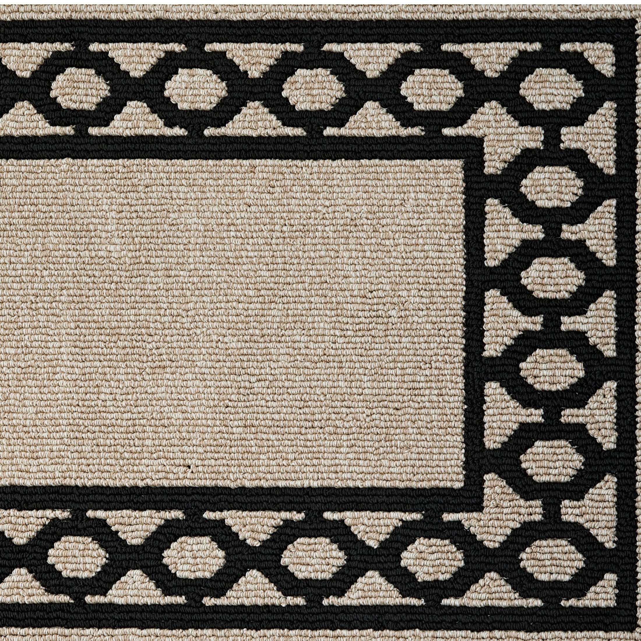 Washable Skid-Resistant Runner Rug, Trellis Border , Natural Twist and Black , 30 " x 120"