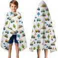 thumbnail image 3 of Cartoon Construction Vehicles Trees Hooded Bath Towel，50"x30" for Ages 3 To 12 Kids, Quick Dry Lightweight Soft Microfiber Hood Beach Towel Cover Up for Kids, 3 of 7