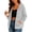 Gray, variant on Women Contrast Stitch Hooded Zip Up Sweatshirt Jacket Drawstring Pocket Loose Long Sleeve Casual Outer Coat Red S
