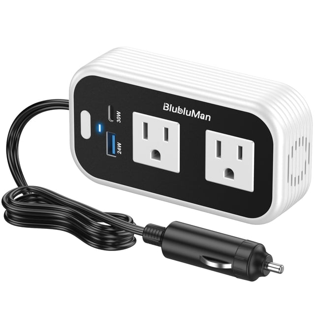 Inversor de Corriente Blubluman 200W DC 12V a 110V AC con Cargador PD