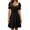 Black, variant on Womens Summer Sweetheart Neck Short Puff Sleeve Mini Drawstring Casual Slim Flowy Dress Sundress