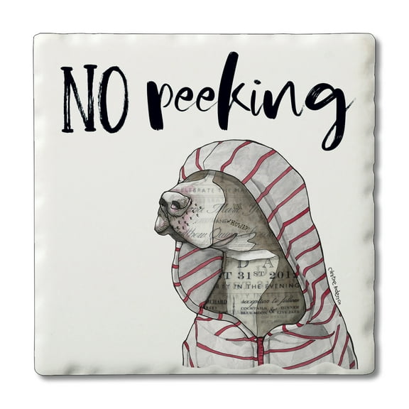 Thirstystone "No Peeking Dog" Single Stone Tumbled Tile Coaster