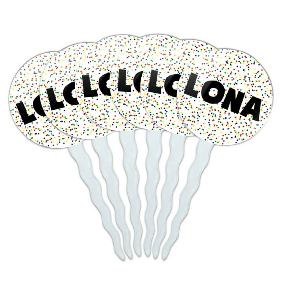 Lona Cupcake Picks Toppers - Set of 6 - Mutlicolored Speckles