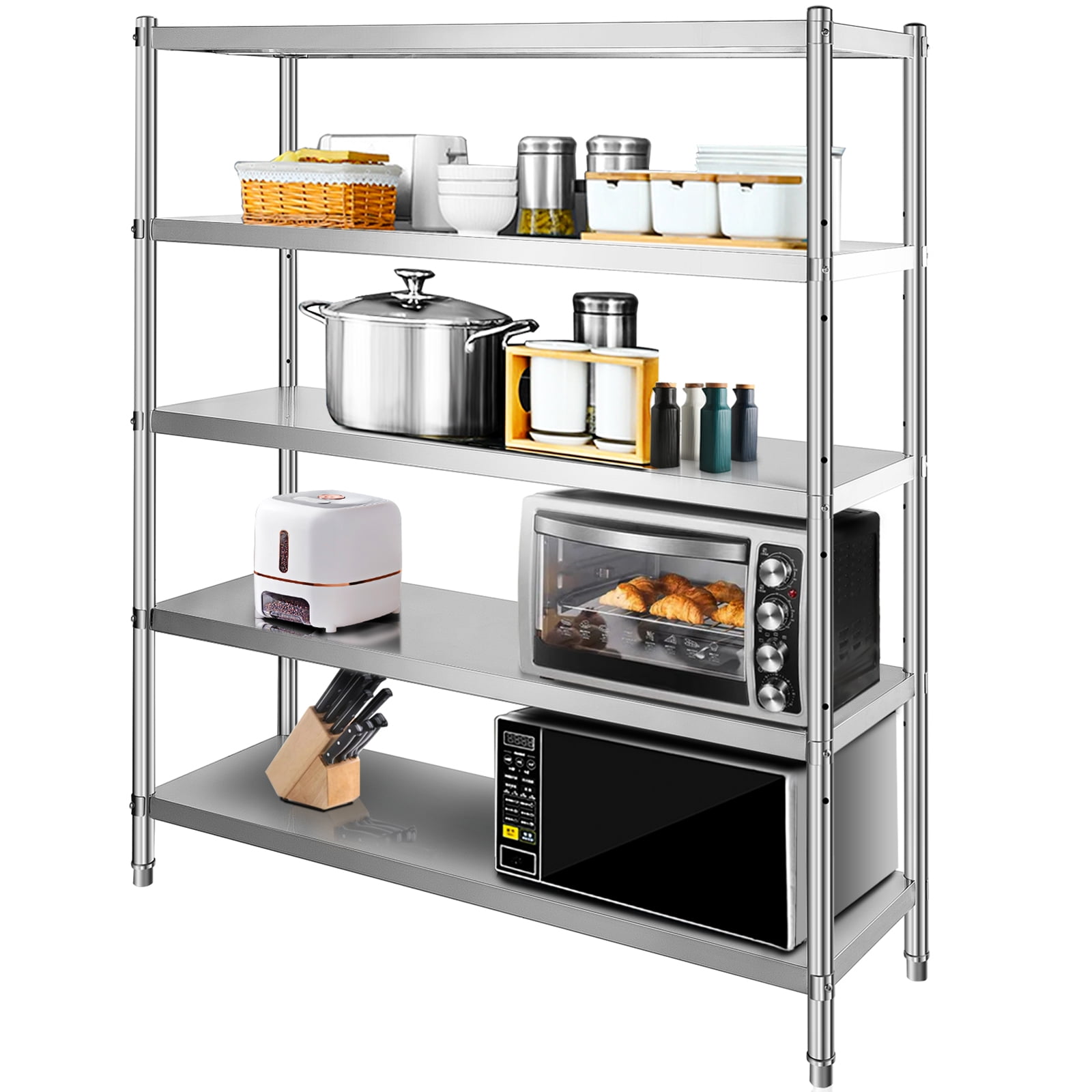 KFFKFF 5-Tier Storage Shelving Unit, 70.9 x 17.7 x 59 inch Storage Shelf, Stainless Steel Garage Shelf, Heavy Duty Storage Shelving, 1650 Lbs Total Capacity with Adjustable Height