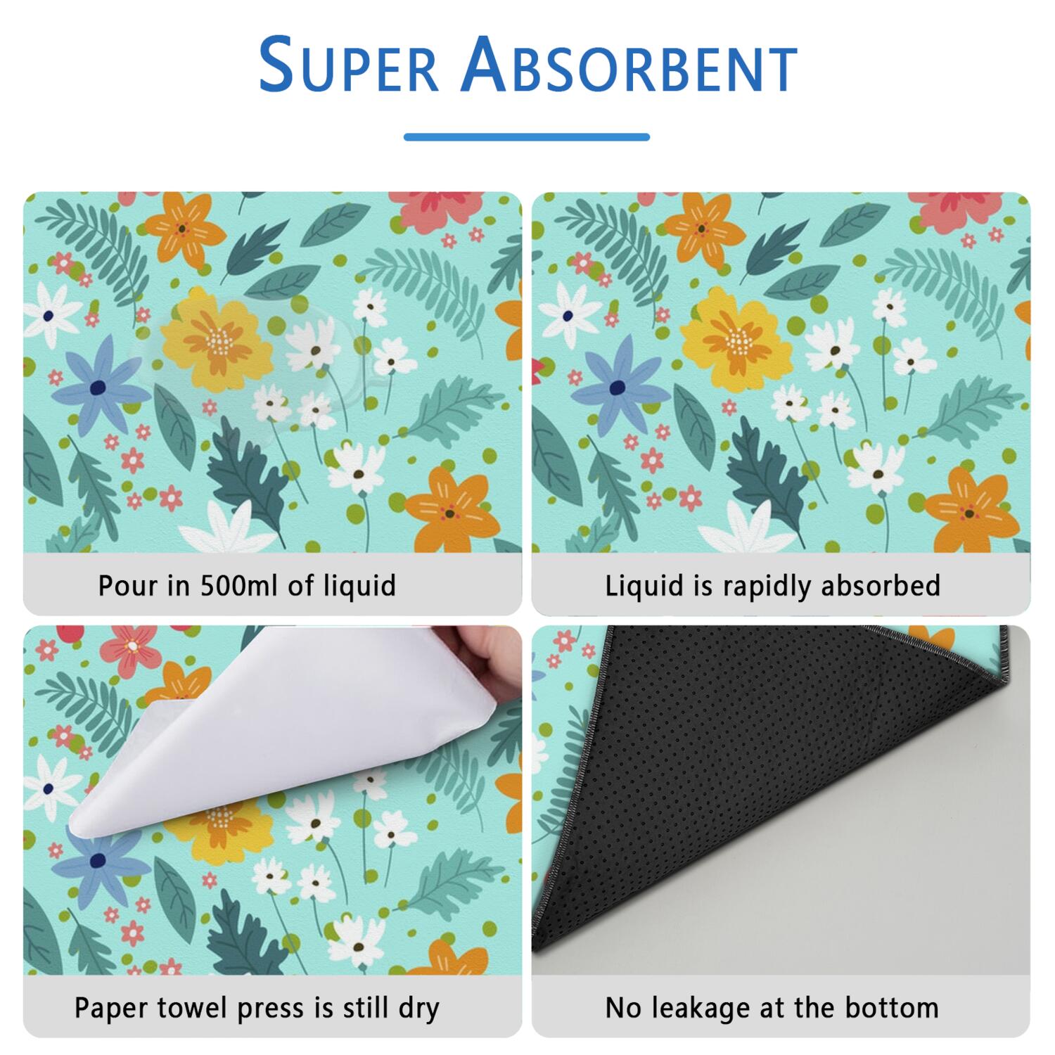 2-Pack Floral Washable Pet Training Mats, Extra Large 48x48 Inch Reusable Puppy Pads, Non-Slip Housebreaking Solution for Big Dog Crate and Floor Use