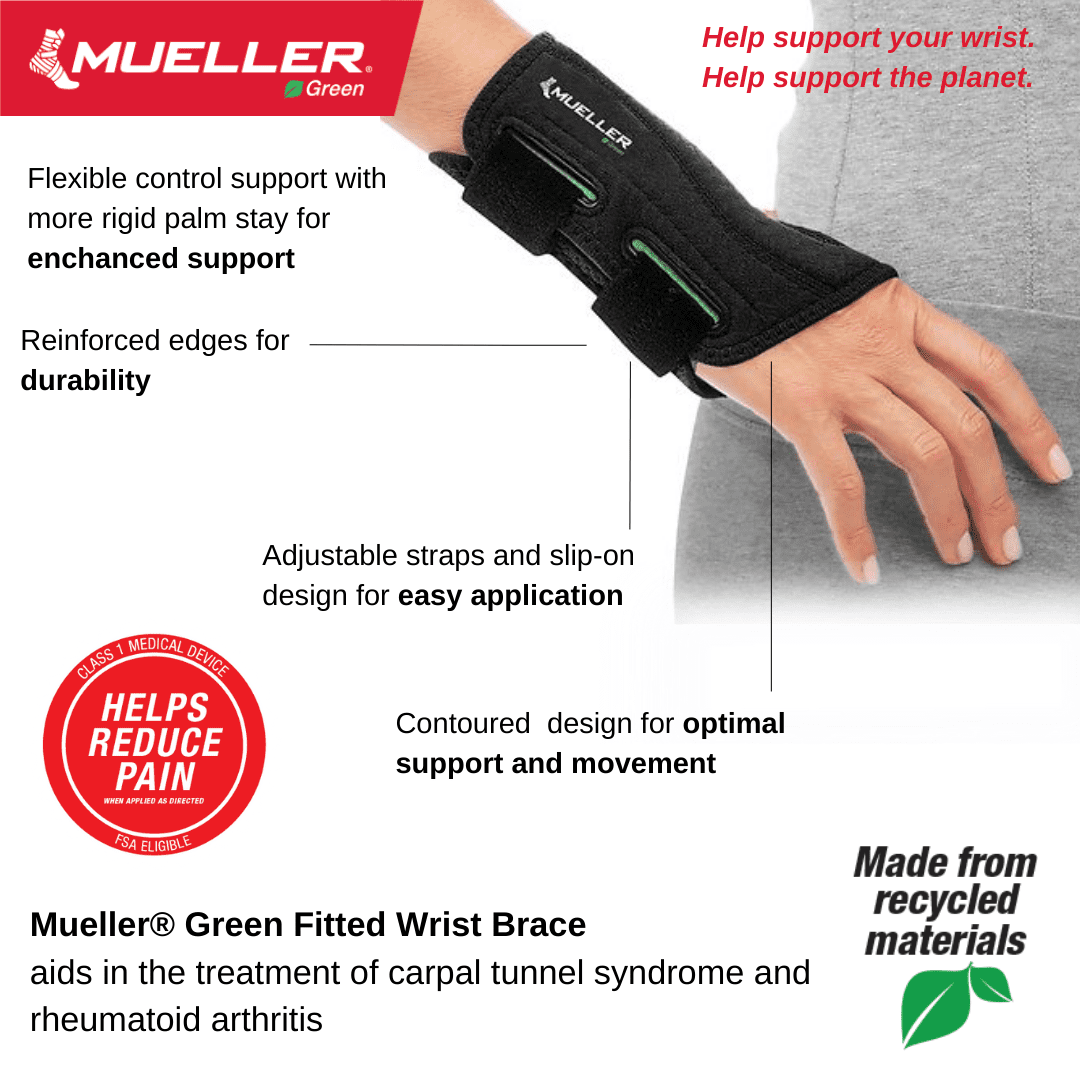 Mueller Green Fitted Wrist Brace - Carpal Tunnel Wrist Braces